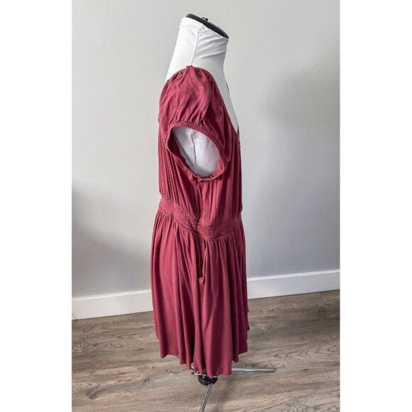 Torrid Mini Lenny Smocked Waist Dress in Wild Ginger Burgundy - Picture 9 of 12